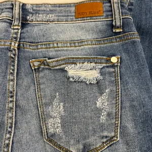 Judy Blue Mid Rise Skinny Fit Distressed Jeans Leopard Insets 8265MD Size 5/27 thumbnail 11