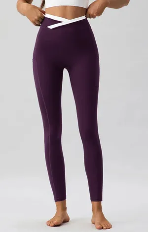 Berlook Activewear Purple Natural Waisted Leggings 25" thumbnail 1