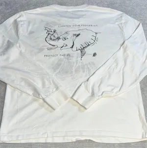 IVORY ELLA White Long Sleeve Shirt with Elephant Print sizeM. order119 thumbnail 1