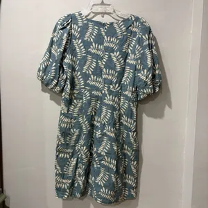 Parker Cammie Blue Tropical Puff Short Sleeve Mini‎ Dress Women's Size 10 Mini thumbnail 12