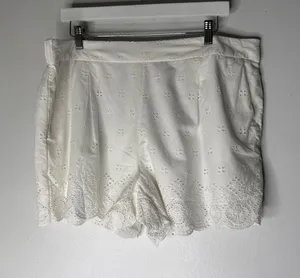Loft white elastic waist‎ eyelet scallop hem size xl thumbnail 1