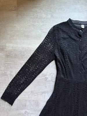 Lace Long Sleeves Button Front Midi Dress Size L Whimsygoth Witchy Dark Fairy thumbnail 3