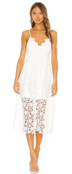 ASTR the‎ Label Lace A-Line White Midi Dress Size Small thumbnail 1