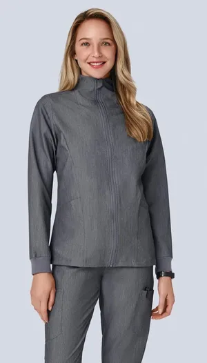 mandala Women’s‎ Gray Modern Two Pocket Scrub Jacket Small thumbnail 1