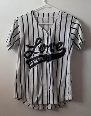 Tumblr Style Striped Baseball Shirt White Size 14 thumbnail 1