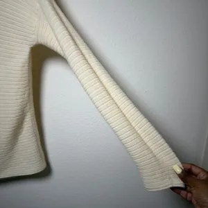 Vince Women 100% Cashmere Sweater M Off White Horizontal Ribbed Boat Neck thumbnail 7