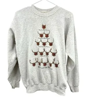 Artisan Vintage Crewneck‎ Sweatshirt Western Elk Hunter Graphic Print Hunting Humor thumbnail 1