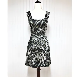 JAY GODFREY Leopard Print Satin Mini Dress‎ Sleeveless Black White Size 0 New thumbnail 3