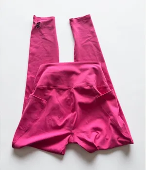 BCouture Womens High Waisted‎ Athletic Leggings Hot Pink Side Pockets Size S thumbnail 1