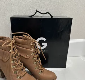 GUESS Brown Lace-Up Heeled Ankle Boots Genja thumbnail 1