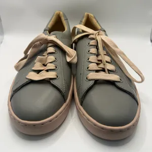 Vionic Gray and Beige Leather Sneakers thumbnail 1
