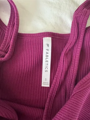 Fabletics Ribbed Square-Neck Tank Top in Deep Berry thumbnail 3