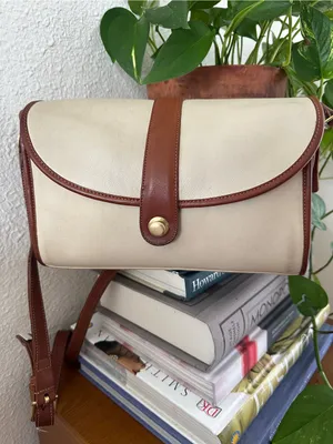 COACH Vintage RARE Spectator Saddle Crossbody Bag Bone & Tabac Leather 077-6787 thumbnail 2