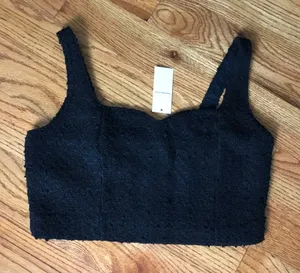 Abercrombie Tweed Black Textured Crop Top NWT thumbnail 1