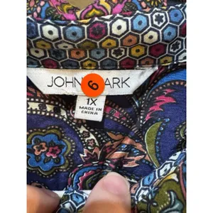 John Mark women's mixed-print button-front tunic‎ Size Large Silky Floral Boho thumbnail 5
