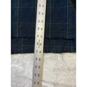 Brandy Melville Womens Plaid V-Neck Long Sleeve Crop Top Navy Green One Size thumbnail 4