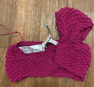 Zara Womens Purple Popcorn One Shoulder Crop Top XS S Bust 28” 30” NWT New thumbnail 1
