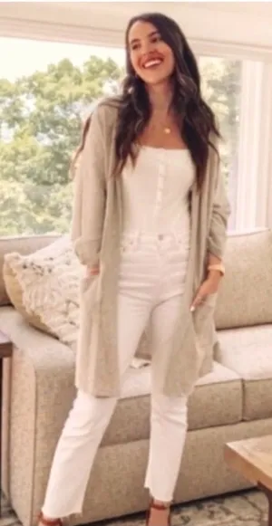 Donni Antropologie Slouchy Cardigan Open Pockets Layer Textured Ribbed Loose Fit thumbnail 1