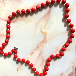 Vintage red beaded necklace thumbnail 4