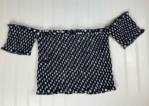 Miss Cocoa Navy & White Polkadot Sheared Crop Top Size Small thumbnail 1