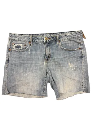 Y2K American Eagle Denim Shorts Size 10 Light Wash 2000s Style Distressed thumbnail 3