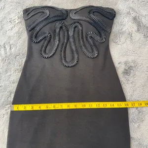 Kardashian‎ Kollection Black Strapless Bodycon Dress Ribbon Applique Small thumbnail 13