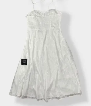 Lulus NWT Loveliest ‎ Looks White Floral Jacquard Tie Strap Midi dress Size M thumbnail 1