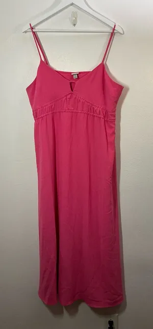 A New Day Bright Pink Spaghetti Strap Midi Dress Size XL thumbnail 1