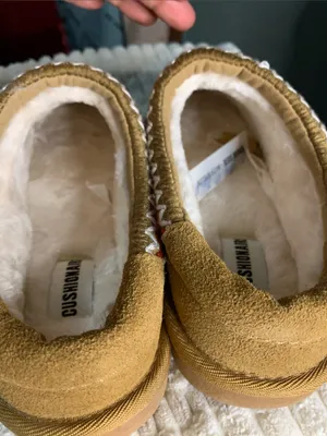 Cushionare Faux-Suede Cozy Slip-On Slippers in Camel with Trim thumbnail 7