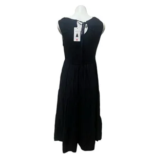 ZESICA Maxi Dress Womens Size L Black Sleeveless High Neck Tie-Back Long thumbnail 2