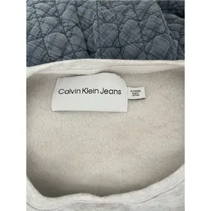 Calvin Klein Jeans Pullover Sweatshirt Womens XL Light Gray Crewneck Logo Fleece thumbnail 13