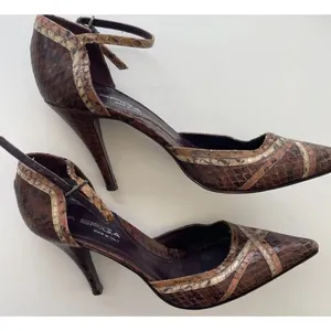 Vintage Via Spiga Snake Skin Leather Brown Multicolor Women’s Sz 8 Italy RARE thumbnail 3