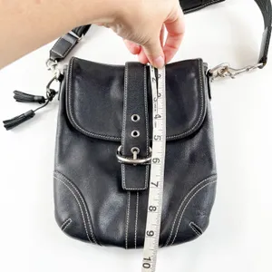 Vintage Coach Black Leather Soho Buckle Flap Crossbody Bag thumbnail 6