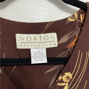Vintage 90s Norton McNaughton Fall Floral Maxi Dress in Chocolate Brown - Size M thumbnail 3