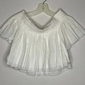 Free People Off Shoulder Crop Top White thumbnail 1