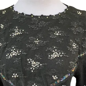 Vintage 80’s Silk/ Angora Embellished Fitted Sweater small thumbnail 3