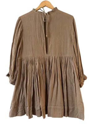 Free Peopleni Dress Beige Cotton Gauze Boho Babydoll medium thumbnail 5