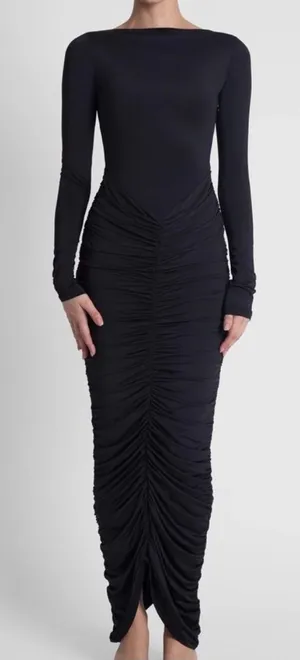 Leau Rhea Ruche Maxi Dress Sz L thumbnail 1