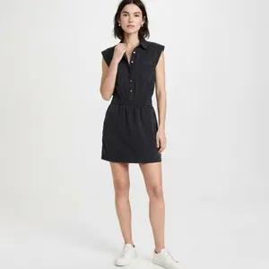 PISTOLA Rosie Black Utility Mini Shirt Dress Snap Front Elastic Waist Size XS thumbnail 16