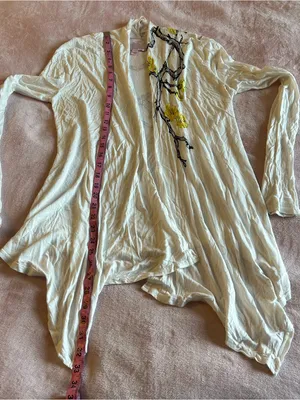 Romeo and Juliet couture white flowering branch design open front cardigan M thumbnail 9