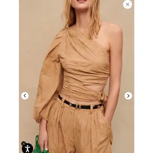 Maje‎ $295 Lalmeto Top Asymmetrical balloon sleeve slim ruched waist Size 0- 2 thumbnail 4