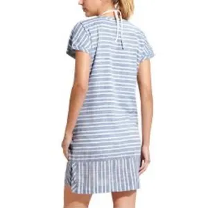 Athleta Blue Striped Barbados 100% Cotton Lined Short Sleeve Mini Dress Size XXS thumbnail 2