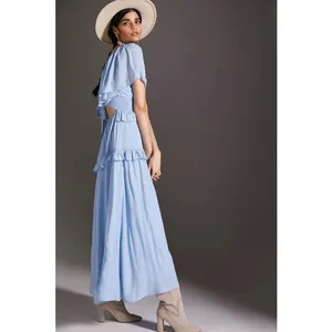 Anthropologie Tiered Ruffled Maxi Dress Size L thumbnail 2