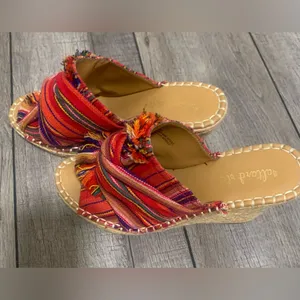 Altar’d State Colorful Woven Espadrille Wedge Sandals Strappy Boho thumbnail 7