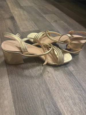Xappeal Metallic Gold Strappy Slingback Heels thumbnail 4