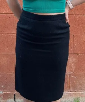 Prada Black Wool Midi Skirt thumbnail 1