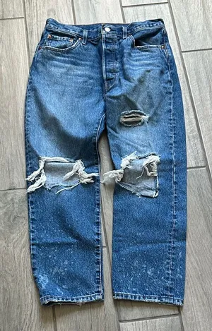 Levi's Relaxed Ripped Blue Denim Jeans thumbnail 1