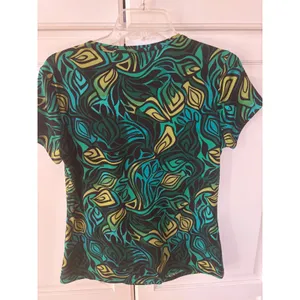 East 5th‎ Womens Green Abstract Leaf Print Beaded Scoop Neck Blouse Size M thumbnail 5