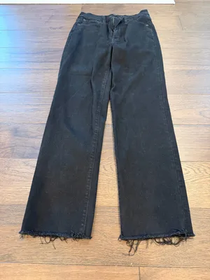J. Crew Stovepipe Jeans Washed Black Raw Hem Straight Leg Size 25 - P33 thumbnail 3