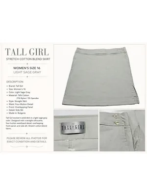 Tall Girl Women’s Size 16 Sage Gray Stretch Cotton Blend Side Slit Skirt thumbnail 2